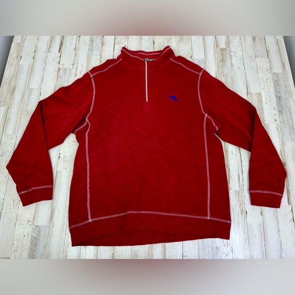 Tommy Bahama Other - Men's Tommy Bahama Red Pull Over Marlin Logo 1/4 Zip Fleece Jacket XL